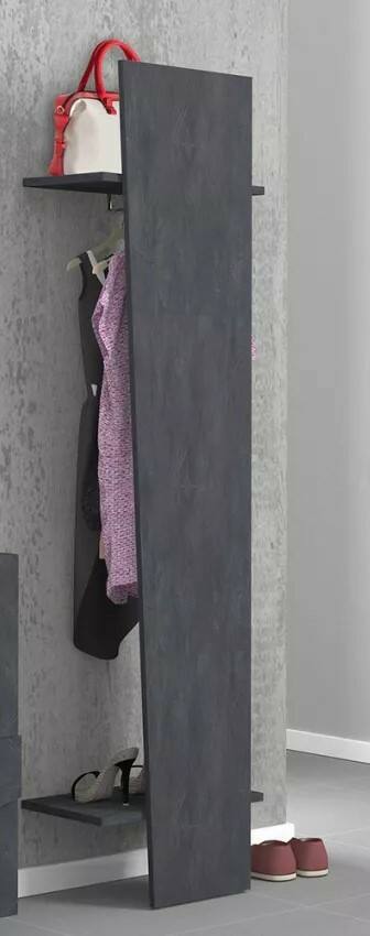 foto del prodotto appendiabiti allinko, made in italy, tubo per vestiti e 2 ripiani, mobile ingresso, entratina moderna, cm 50x30h200, grigio ardesia