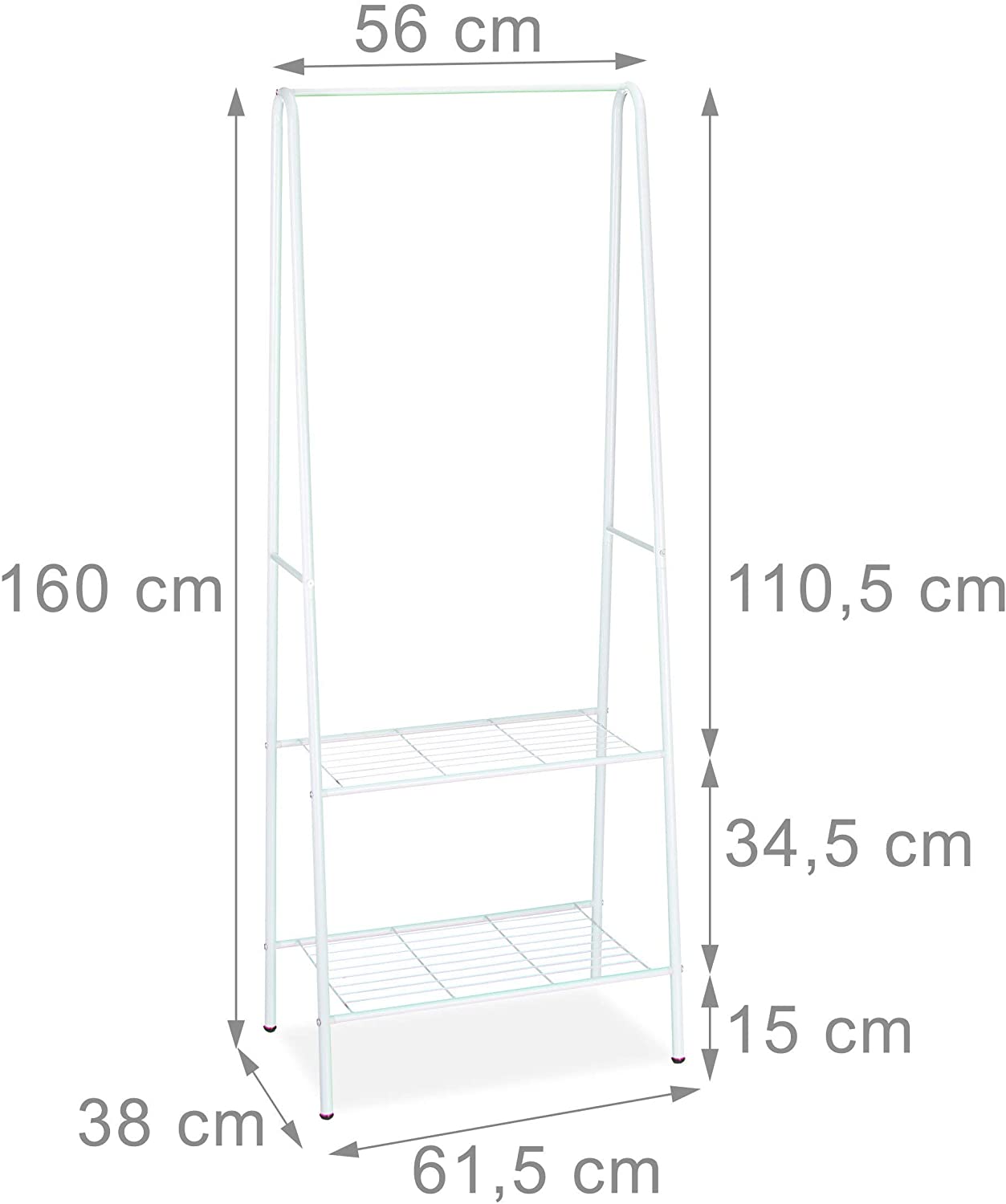 foto del prodotto appendiabiti asta appendiabiti porta scarpe stivali 2 scomparti 60 cm in metallo bianco 13 0002134 3