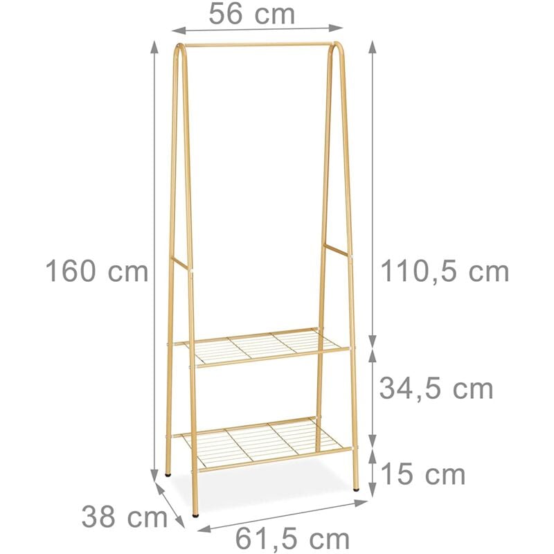 foto del prodotto appendiabiti asta appendiabiti porta scarpe stivali 2 scomparti 60 cm in metallo marrone