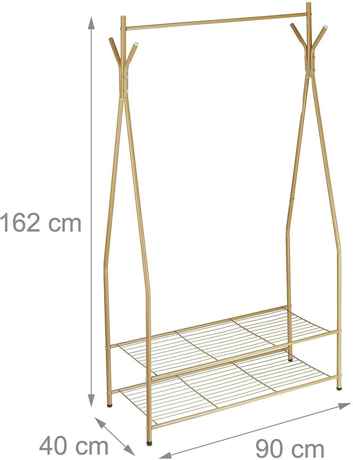 foto del prodotto appendiabiti asta appendiabiti portaoggetti 2 scomparti portascarpe stivali 162 cm in metallo marrone 13 0002133