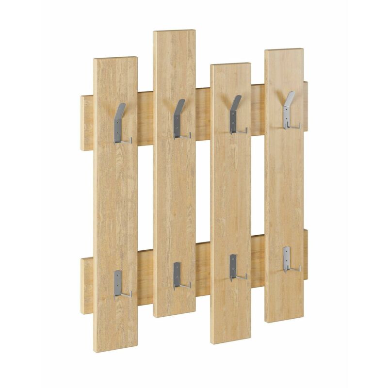 foto del prodotto appendiabiti astratto, attaccapanni, portabiti multiuso, appendiabiti da parete, 64x4 h79 cm, quercia