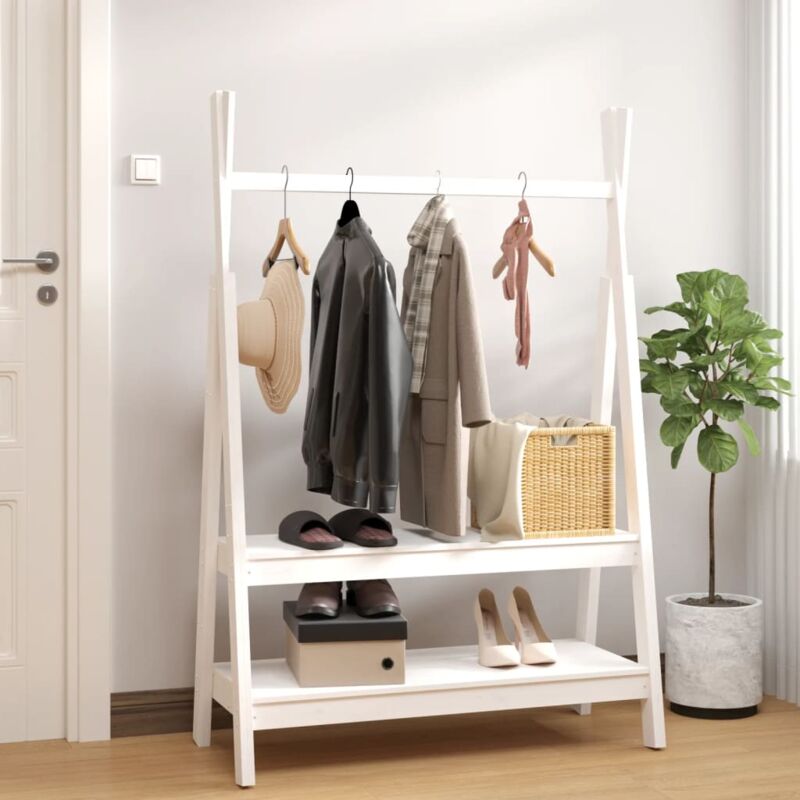 foto del prodotto appendiabiti bianco 100x45,5x150 cm legno massello di pino vidaxl