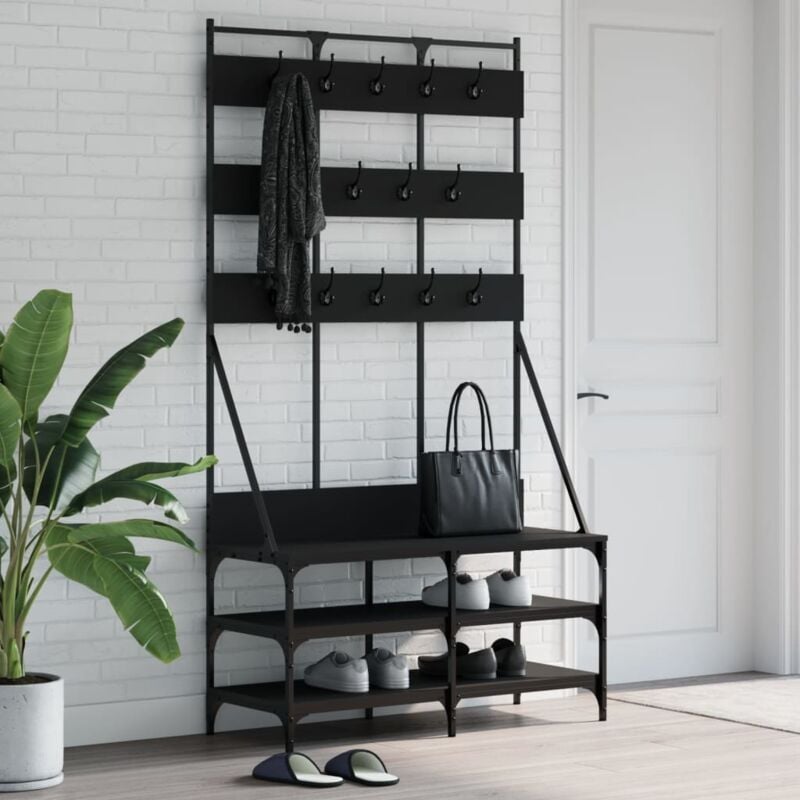 foto del prodotto appendiabiti con porta scarpe nero 100x40x184 cm vidaxl