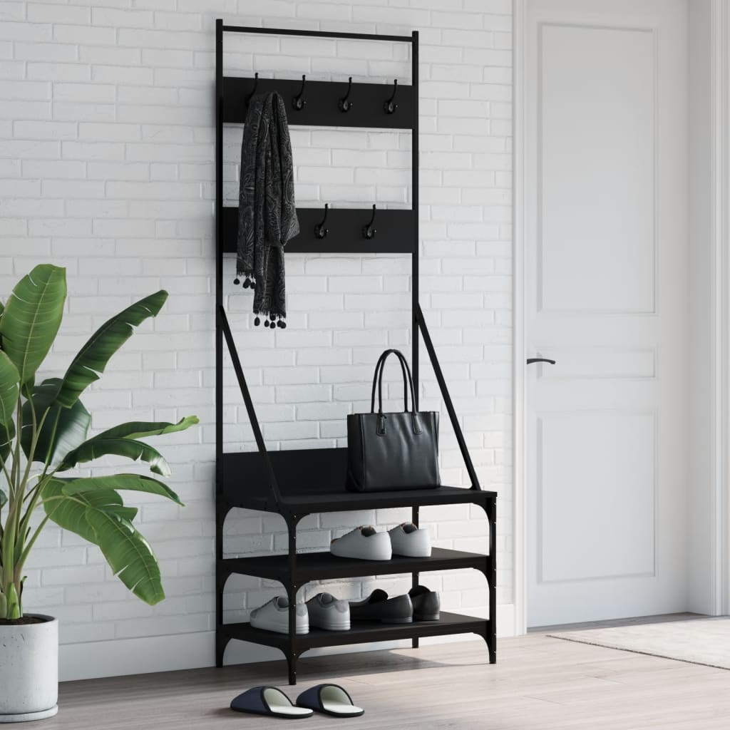 foto del prodotto appendiabiti con porta scarpe nero 70x40x184 cmcod mxl 108367