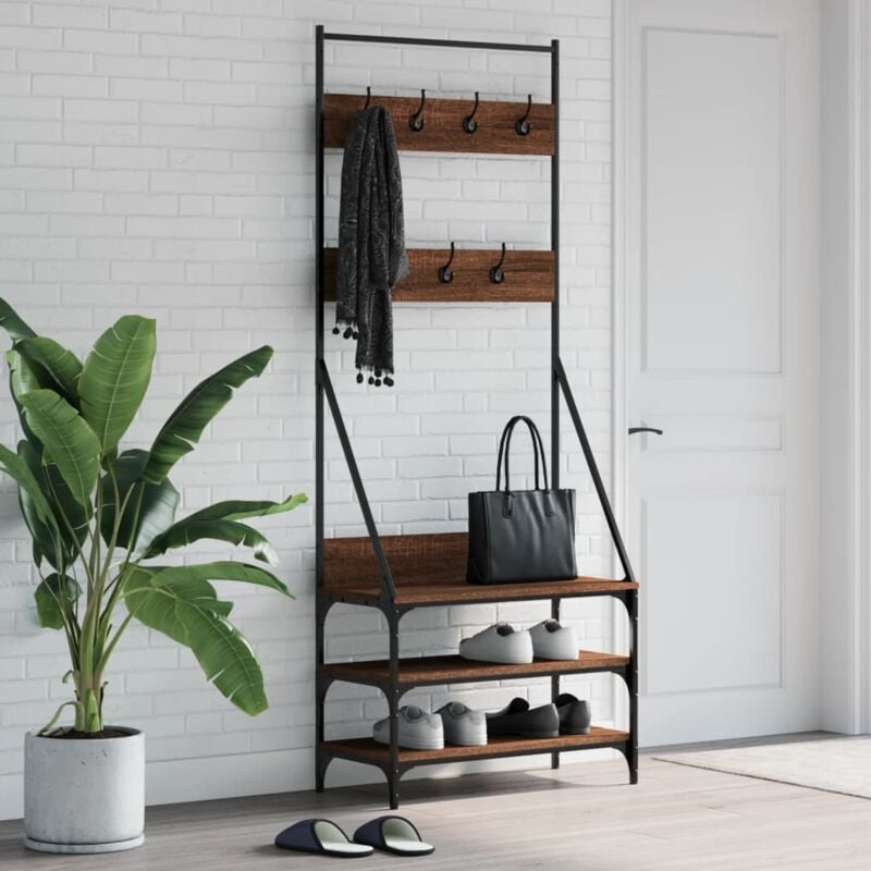 foto del prodotto appendiabiti con porta scarpe rovere marrone 72x34x184 cm vidaxl