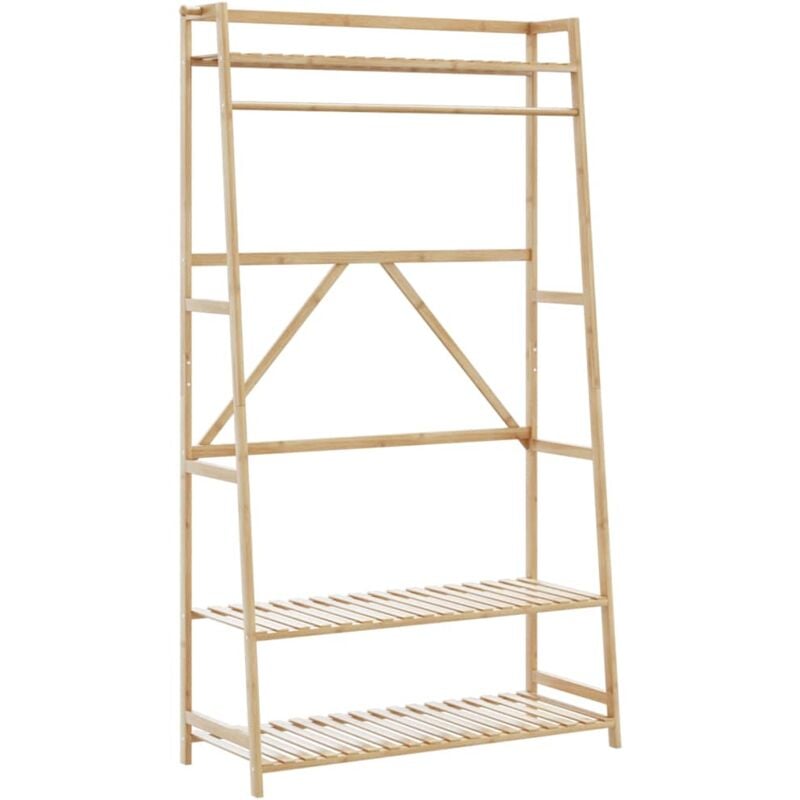 foto del prodotto appendiabiti con ripiani 110x40x180 cm in bambù - vidaxl