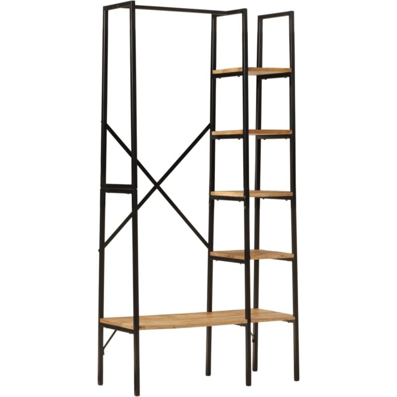 foto del prodotto appendiabiti con ripiani 90x40x190cm legno massello mango ferro vidaxl