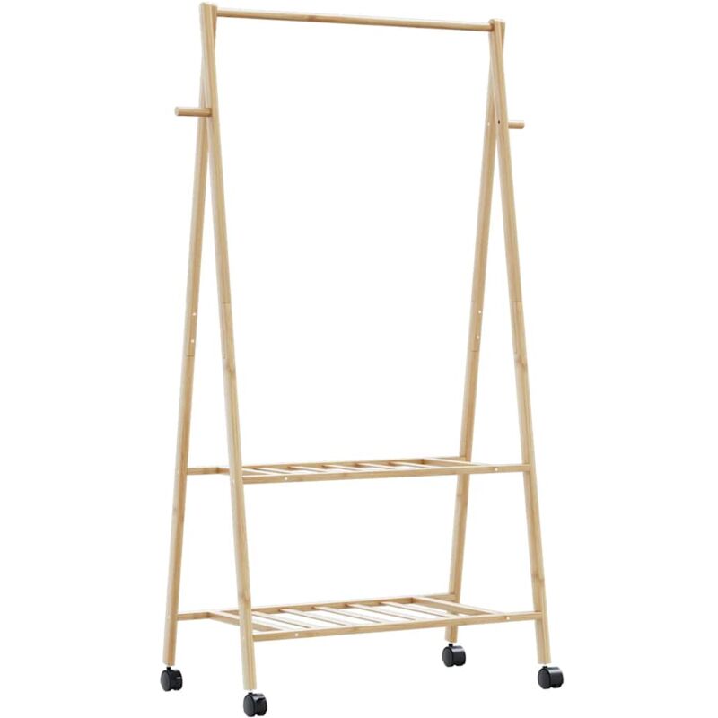 foto del prodotto appendiabiti con ripiani e ruote 96x45,5x155,5 cm in bamb vidaxl