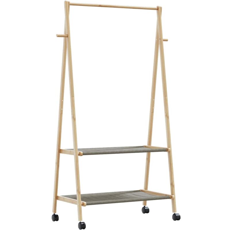 foto del prodotto appendiabiti con ripiani e ruote 96x45,5x155,5 cm in bamb vidaxl