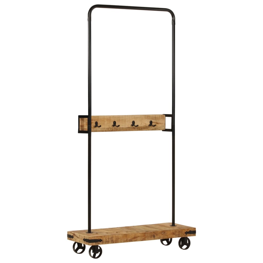 foto del prodotto appendiabiti con ruote 90x35x190cm legno massello mango e ferrocod mxl 88071