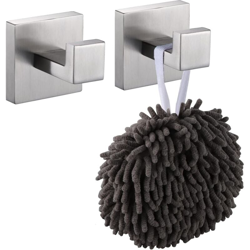 foto del prodotto appendiabiti da bagno, quadrato, per montaggio a parete, bagno, cucina, garage, montaggio a parete resistente, 1 pezzo perforato gancio quadrato