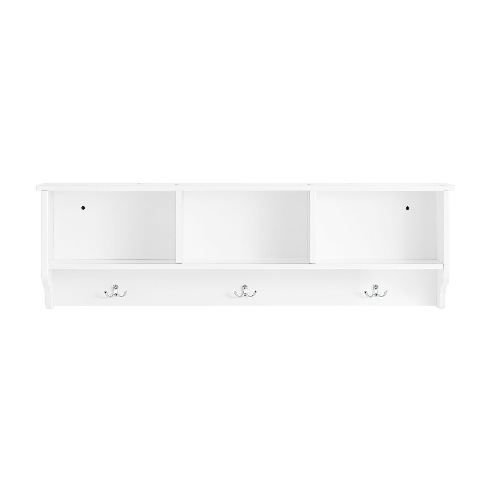 foto del prodotto appendiabiti da parete appendiabiti da ingresso mensola pensile con 3 scomparti e 3 ganci bianco 100x20x30cm fhk35 w