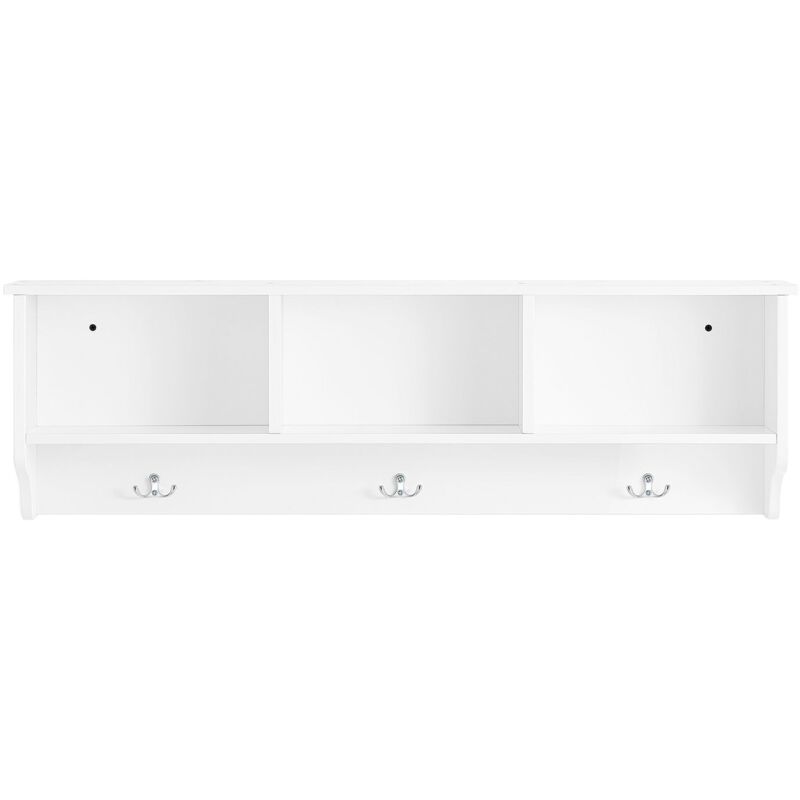 foto del prodotto appendiabiti da parete appendiabiti da ingresso mensola pensile con 3 scomparti e 3 ganci bianco 100x20x30cm fhk35 w sobuy