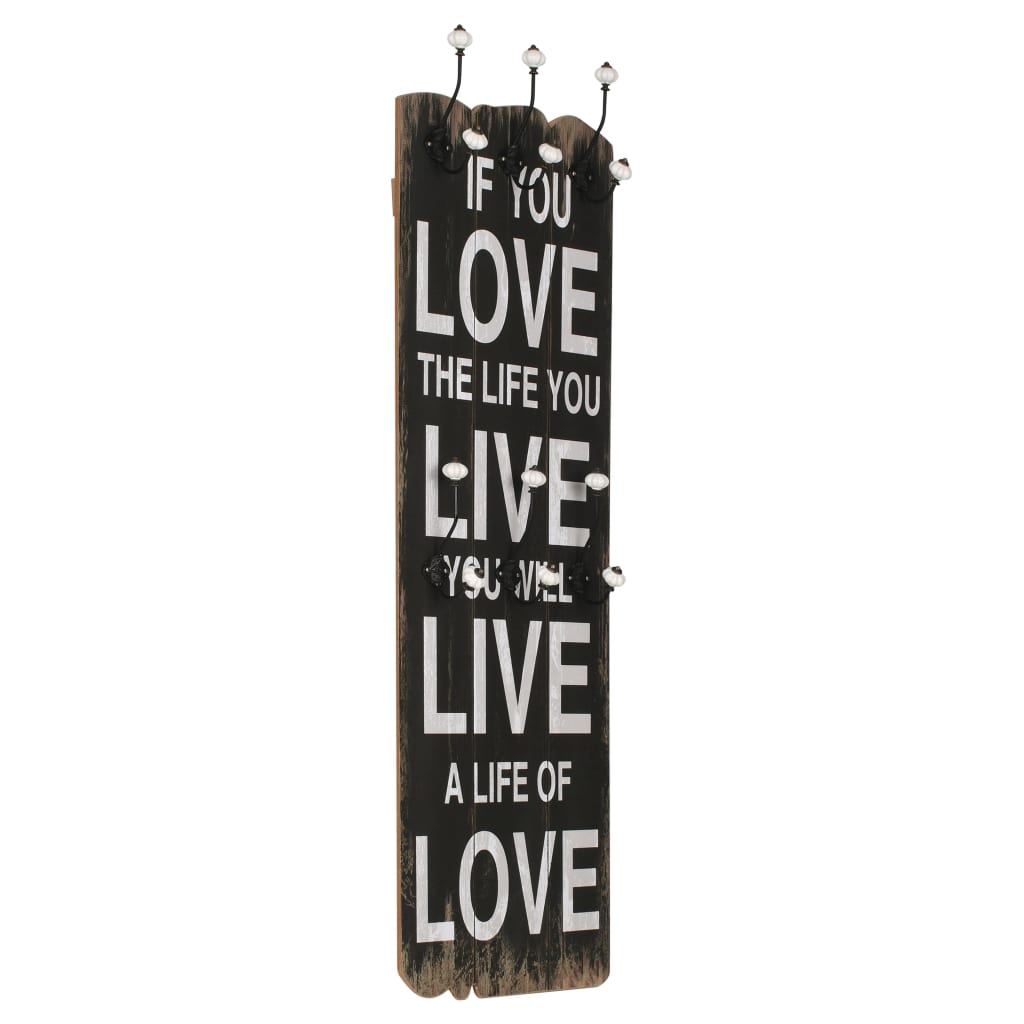 foto del prodotto appendiabiti da parete con 6 ganci love live 120x40 cm