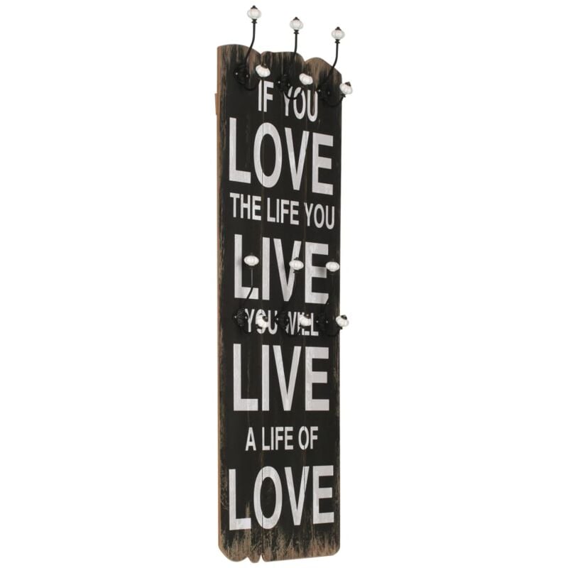 foto del prodotto appendiabiti da parete con 6 ganci love live 120x40 cm vidaxl