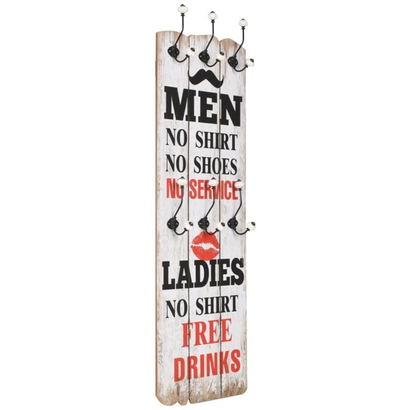 foto del prodotto appendiabiti da parete con 6 ganci men ladies 120x40 cm vidaxl