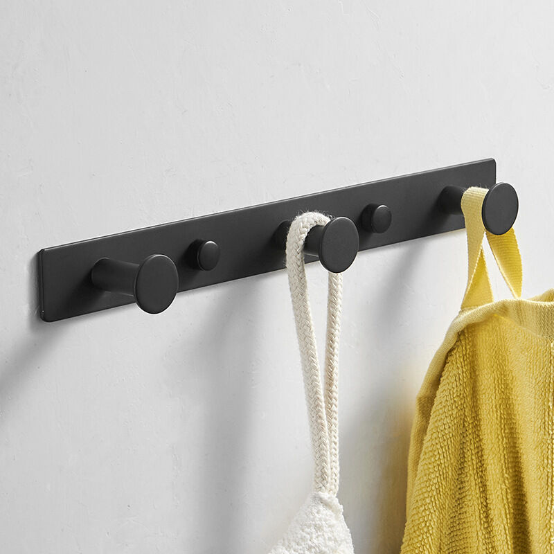 foto del prodotto appendiabiti da parete ganci per asciugamani appendiabiti da parete avvitabile per bagno e cucina, finitura in acciaio inox nero opaco, tre ganci