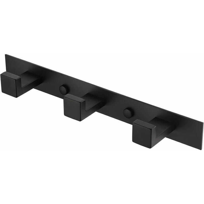 foto del prodotto appendiabiti da parete, gancio per asciugamani, set da 3 ganci, accessori per il bagno, montaggio a parete, acciaio inossidabile 304, nero opaco
