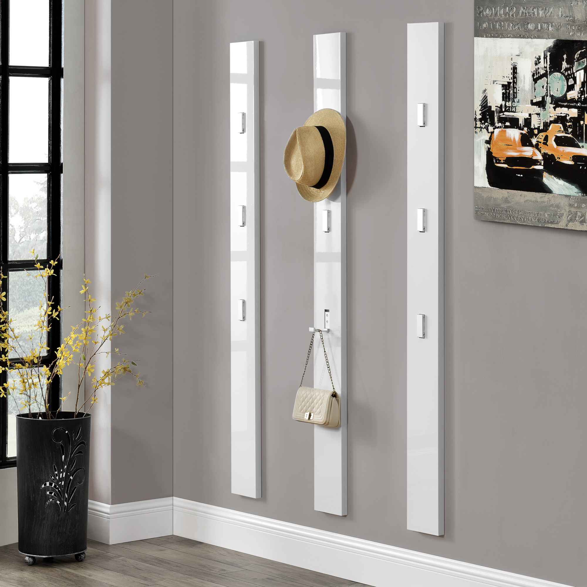 foto del prodotto appendiabiti da parete hansnes con 3 ganci pieghevoli 165 x 15 x 2,5 cm bianco en.casa 