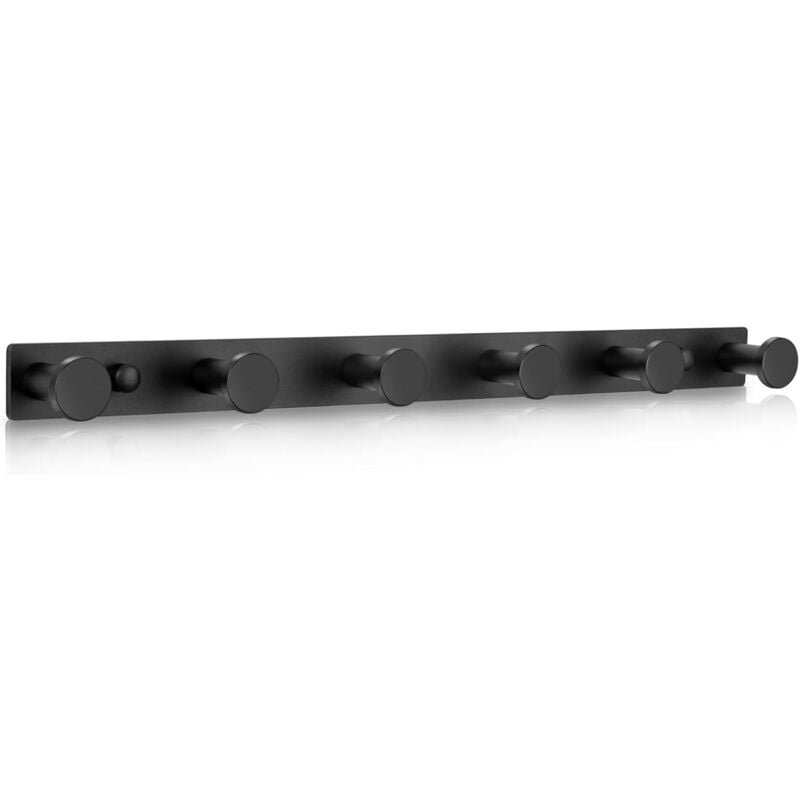 foto del prodotto appendiabiti da parete nero, 6 ganci appendiabiti da parete, appendiabiti da parete multiuso, appendiabiti per ingresso, camera da letto, bagno, viti