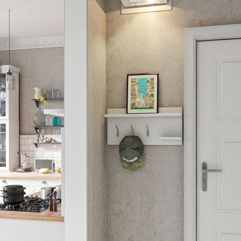 foto del prodotto appendiabiti da parete nge con 2 piani e 3 ganci doppi bianco en.casa 