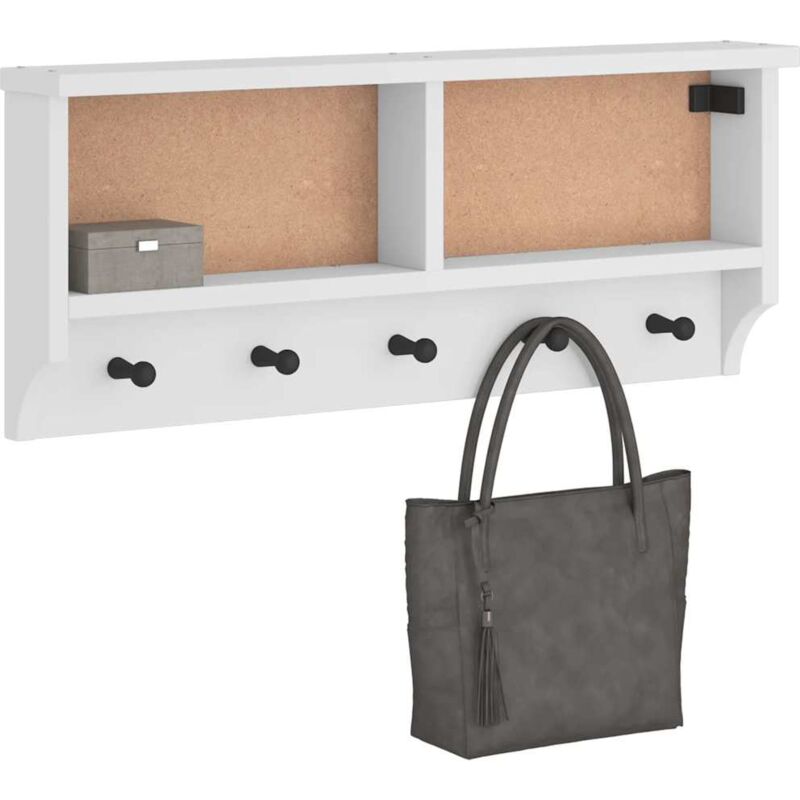 foto del prodotto appendiabiti da parete sandnes bianco 87x12x35 cm legno di pino vidaxl