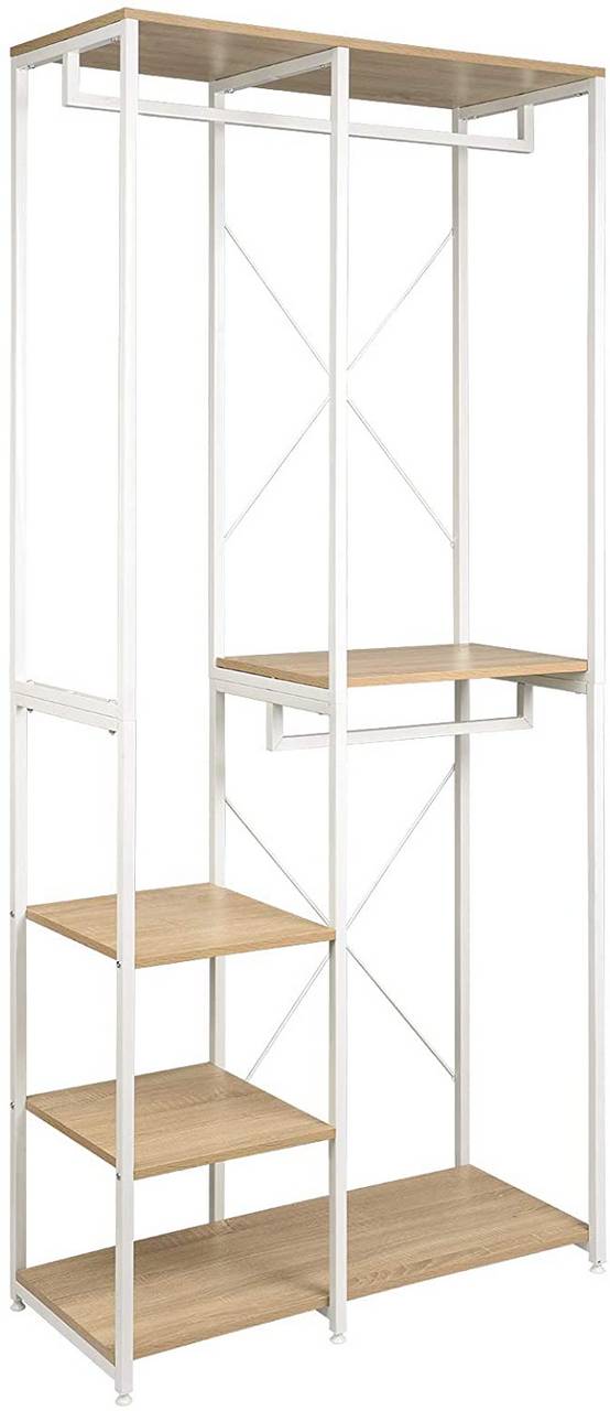 foto del prodotto appendiabiti grande regolabile appendiabiti a 4 livelli scarpiera marrone bianco19 0000481