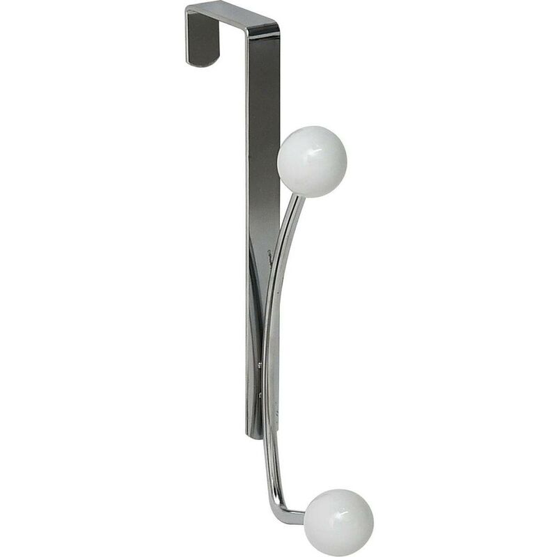 foto del prodotto appendiabiti in metallo 2 ganci in ceramica bianco cromo tendance