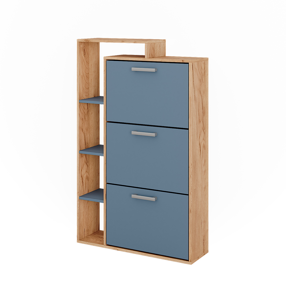 foto del prodotto appendiabiti orlando, goldkraft rovere blu, 80 x 128.3 cm con 3 scomparti, vicco