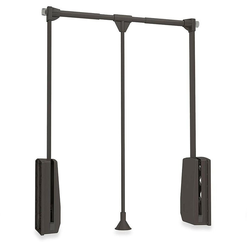 foto del prodotto appendiabiti per armadio hang, larghezza regolabile 600 830 mm, acciaio e tecnoplastica, verniciato moka emuca