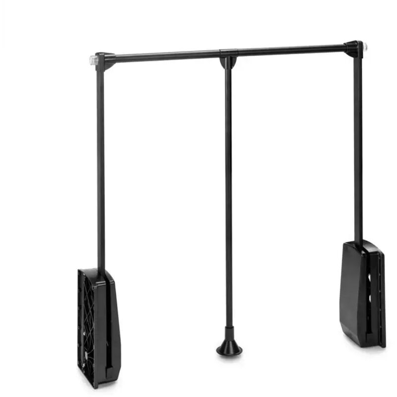 foto del prodotto appendiabiti per armadio hang, larghezza regolabile 830-1150 mm, acciaio e tecnoplastica, verniciato nero - emuca