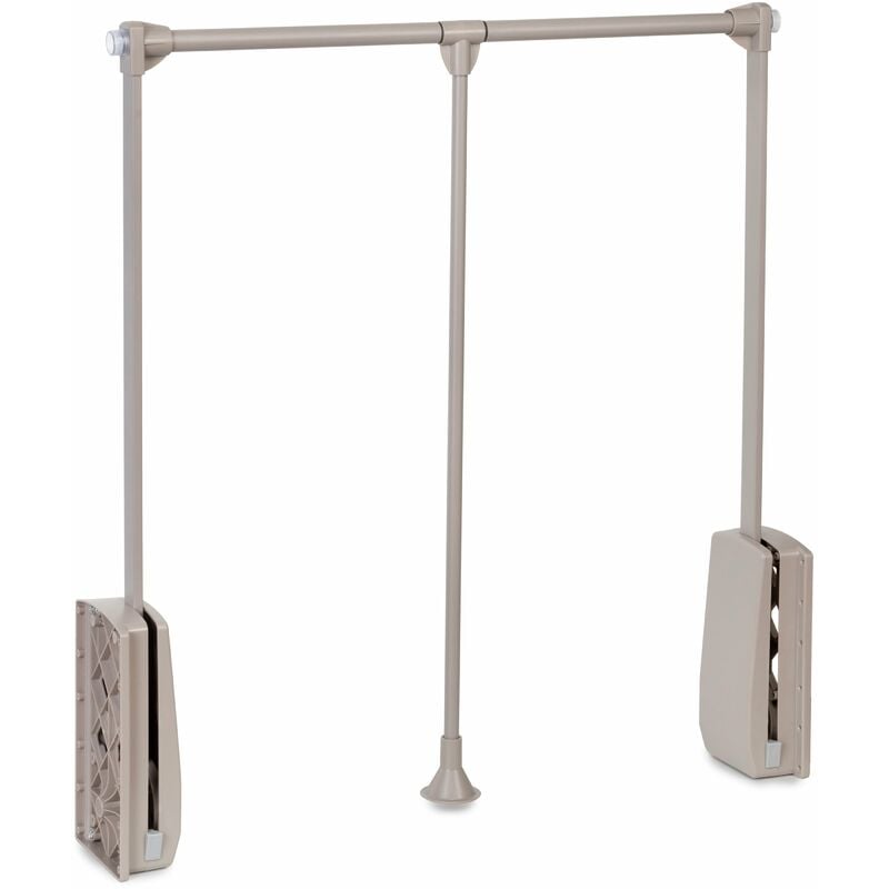 foto del prodotto appendiabiti per armadio hang, larghezza regolabile 830 1150 mm, acciaio e tecnoplastica verniciato pietra grigio emuca