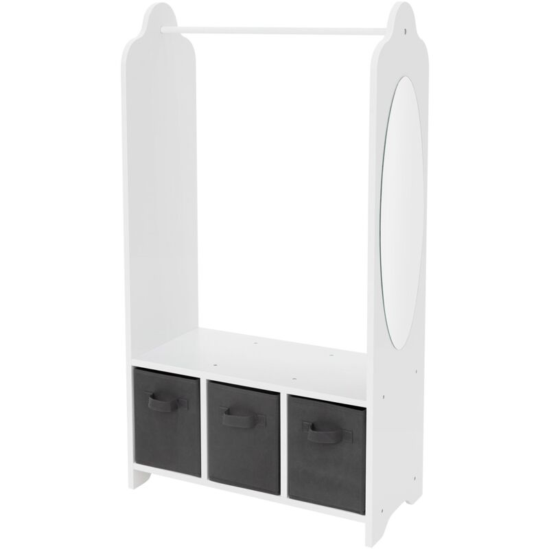 foto del prodotto appendiabiti per bambini multifunzionale con specchio 63 x 30 x 115 cm e 3 scatole armadio per la stanzina dei bambini organizzatore moderno spazio di stoccaggio per vestiti guardaroba - joyz
