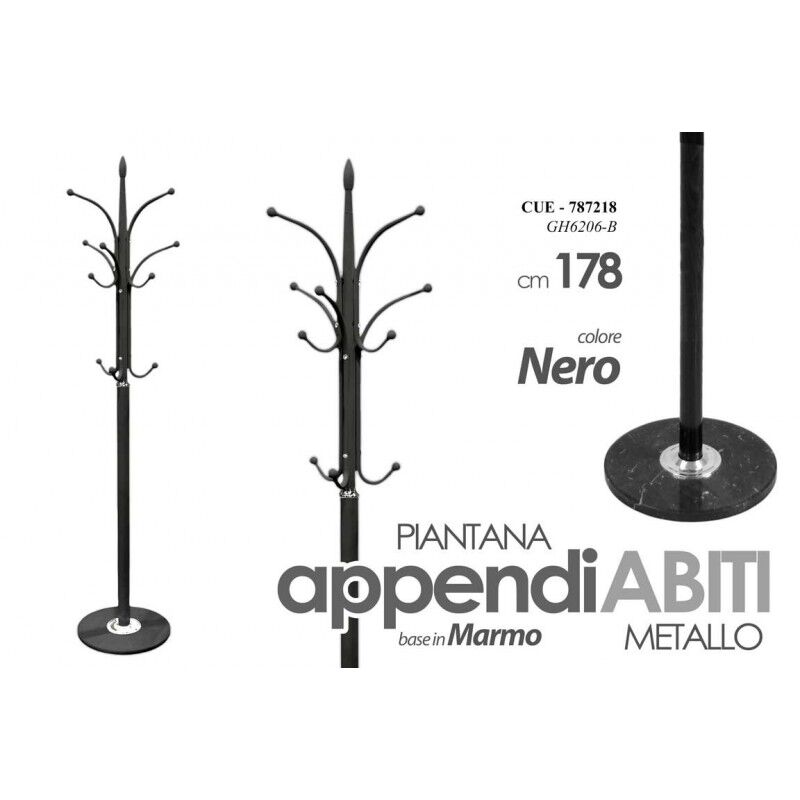 foto del prodotto appendiabiti piantana in metallo nero cm 178 base marmo