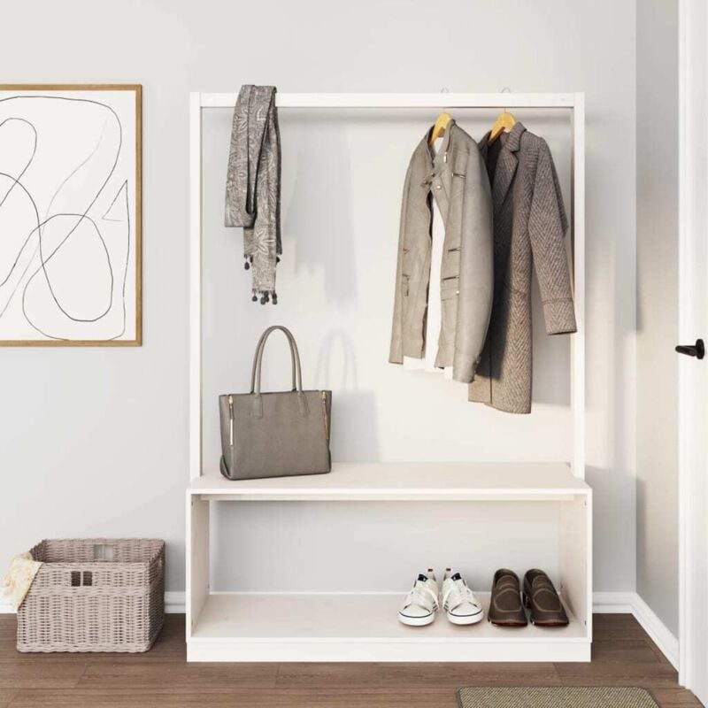 foto del prodotto appendiabiti porta scarpe bianco 113x40x157,5 cm massello pino vidaxl