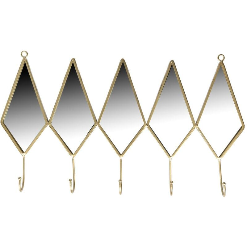 foto del prodotto appendino metallo 5 posti con specchio oro cm 45
