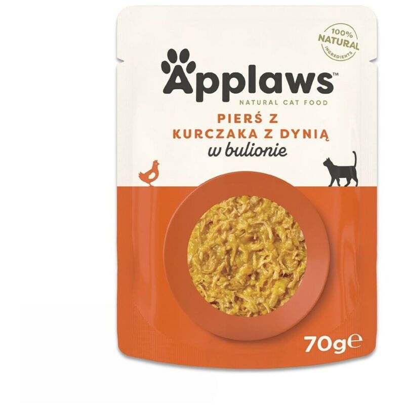 foto del prodotto applaws buste in brodo 12 x 70 g alimento umido per gatti pollo con zucca