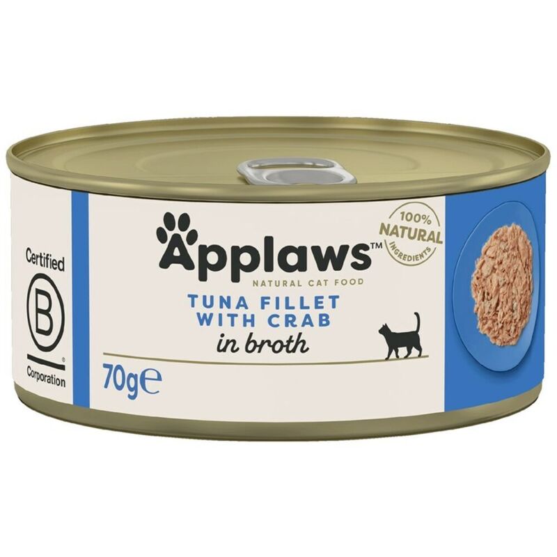 foto del prodotto applaws in brodo 24 x 70 g alimento umido per gatti tonno con granchio
