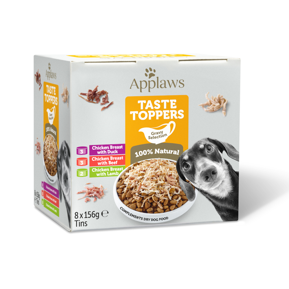 foto del prodotto applaws taste toppers pacco misto 8 x 156 g per cani in salsa