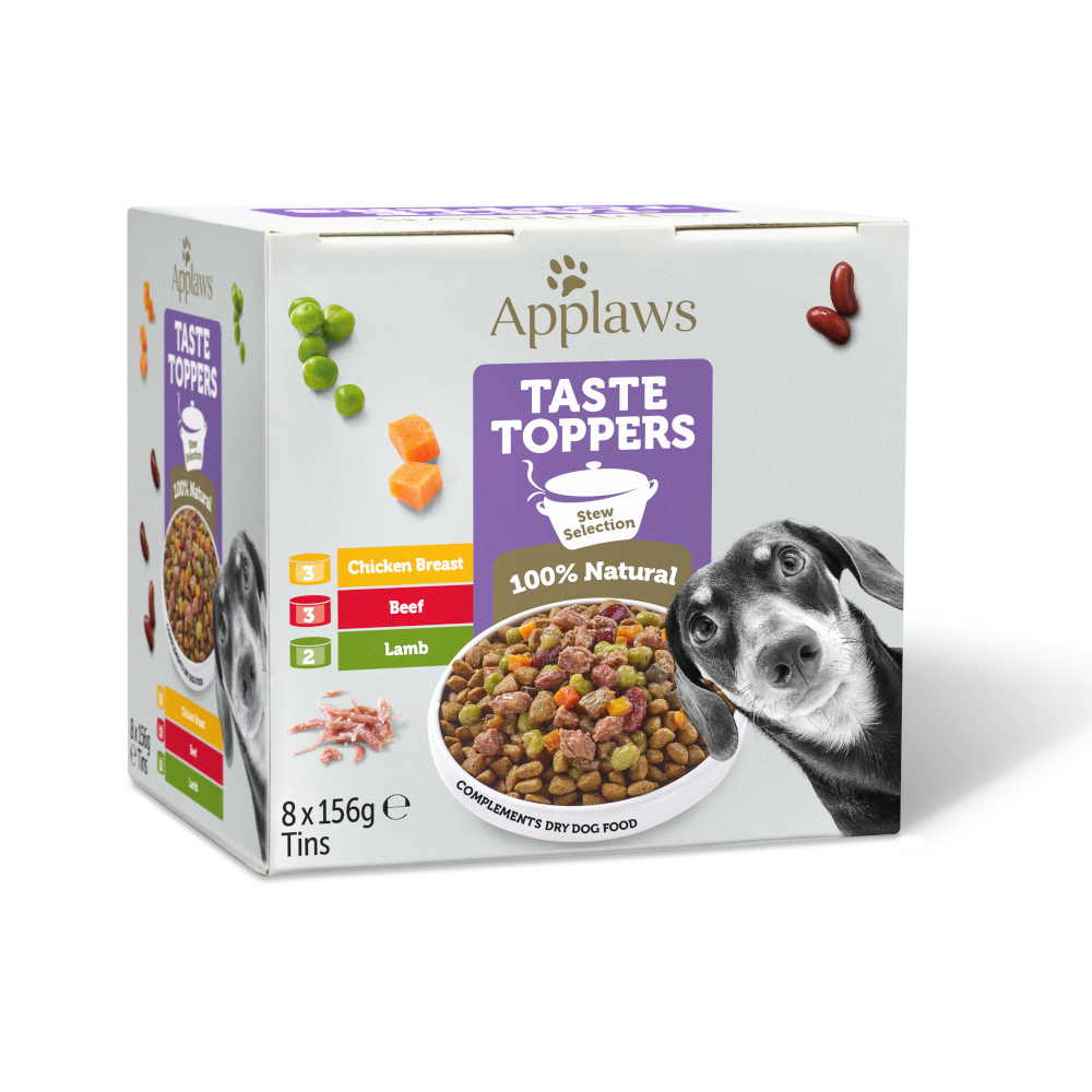 foto del prodotto applaws taste toppers pacco misto 8 x 156 g per cani stufato