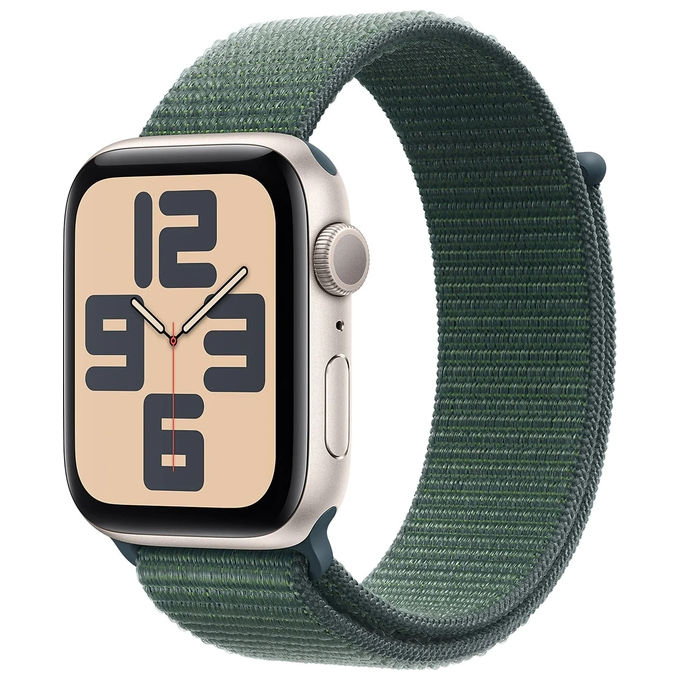 foto del prodotto apple watch se 40mm gps cassa in alluminio galassia con sport loop verde lago