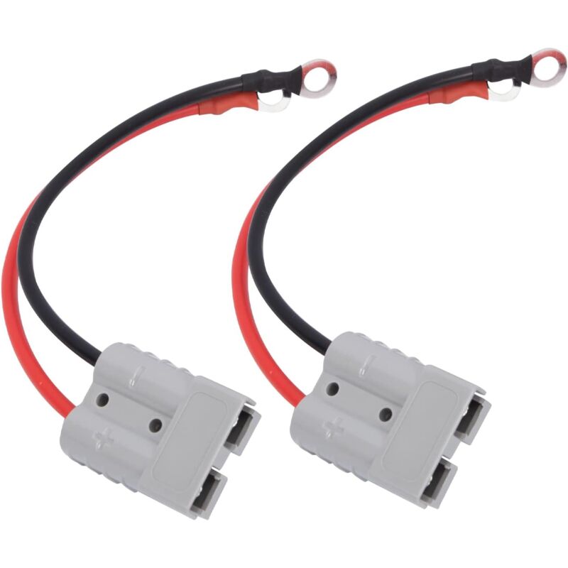 foto del prodotto applicabile 2 confezioni 50a 600v connettore batteria scollegamento rapido con o ring 10awg per carrello elevatore trattore rv 50 cm 