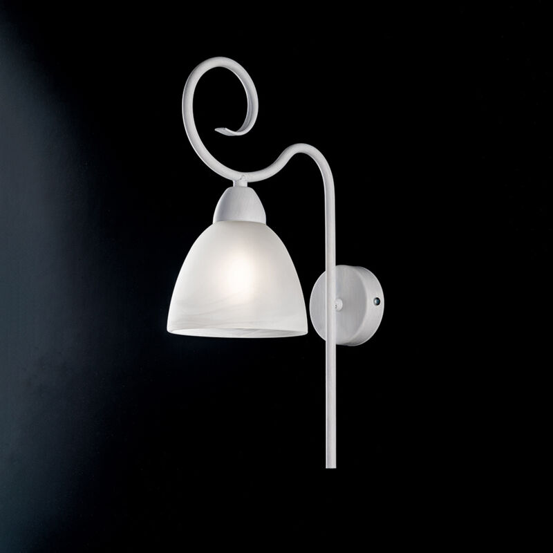 foto del prodotto applique 1 luce ferro batturo bianco shabby e vetro bianco serie aurelio