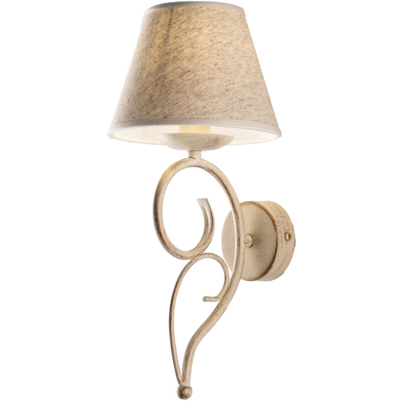 foto del prodotto applique 1 luce vienna ferro avorio e oro con paralume in pvc