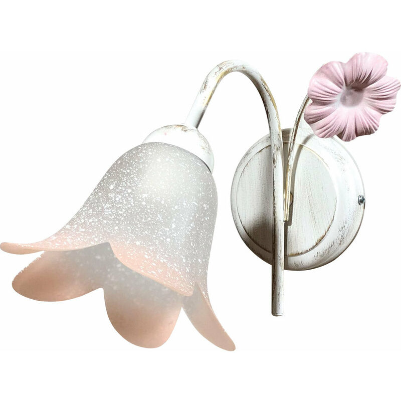 foto del prodotto applique 1xe14 montatura bianco oro vetro ss bianco sfumato rosa e energy vera
