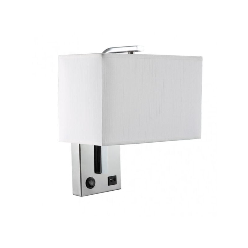 foto del prodotto applique 1xe27 e porta usb agatha cromo bianco pane.bianco 27x25x15cm con interruttore