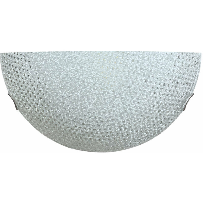 foto del prodotto applique 1xe27 ganci cromo vetro lastra diamantino serigrafato bianco e energy cassandra