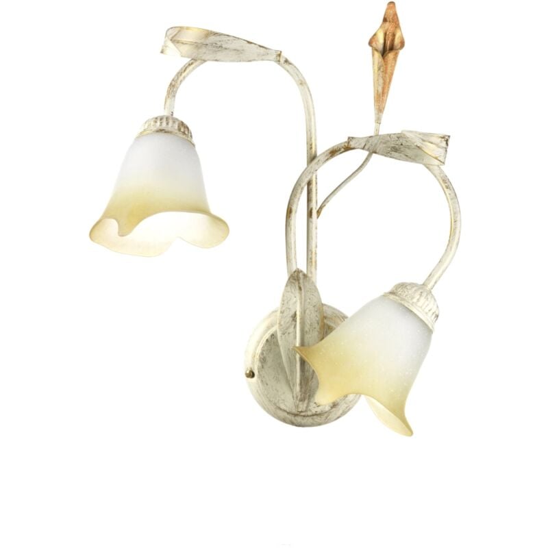 foto del prodotto applique 2 luci lucrezia in metallo color avorio, e14