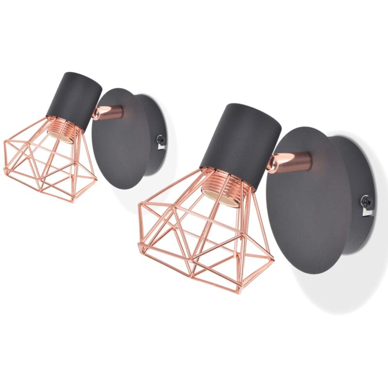 foto del prodotto applique 2 pz e14 nero e rame - vidaxl