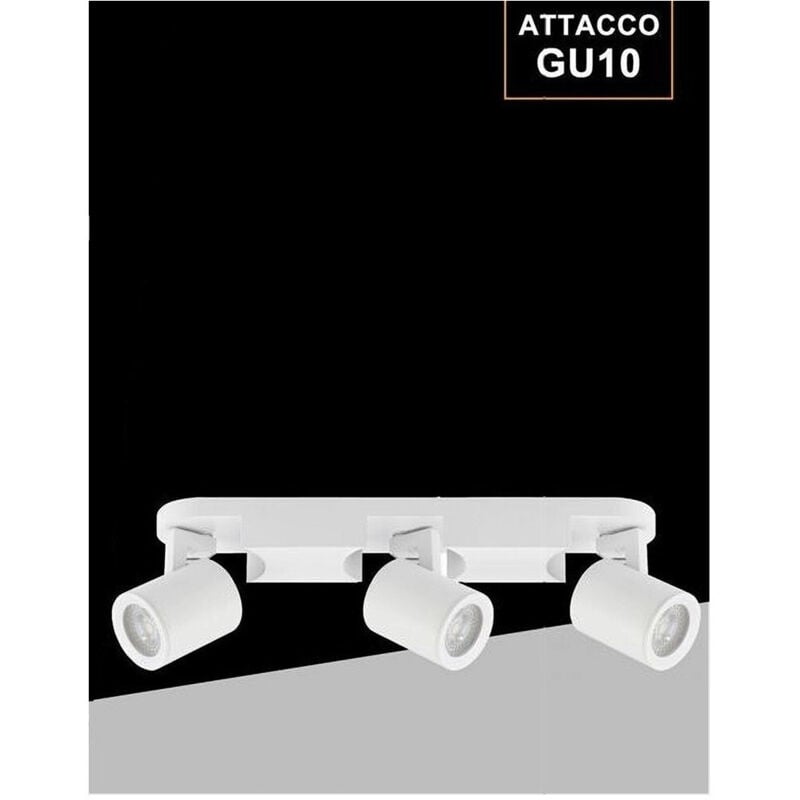 foto del prodotto applique 3 diffusori orientabile soffitto parete lampada gu10 bianco nero th8803 - bianco - trade shop traesio